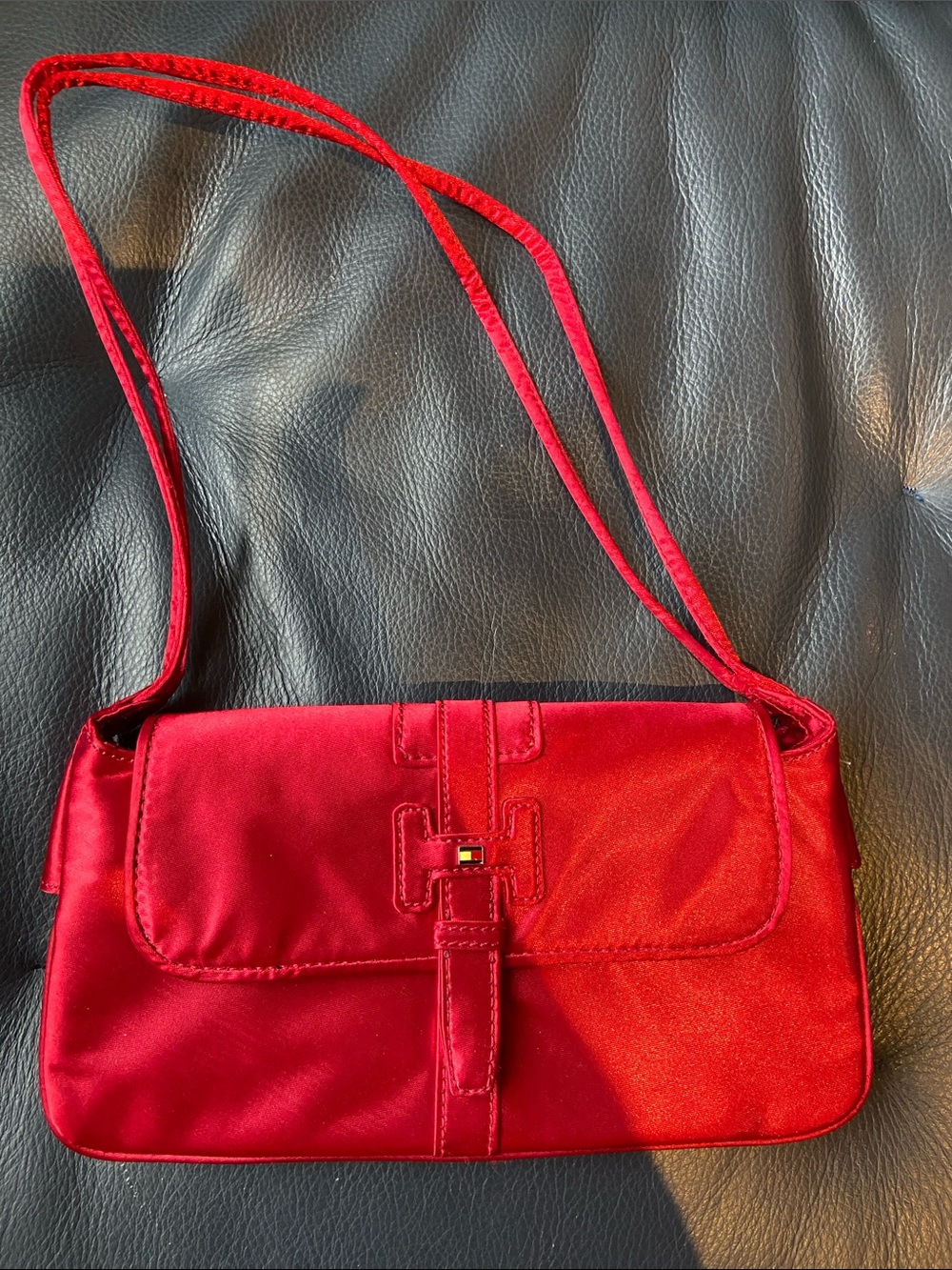 Tommy Hilfiger Red Satin Shoulder Bag